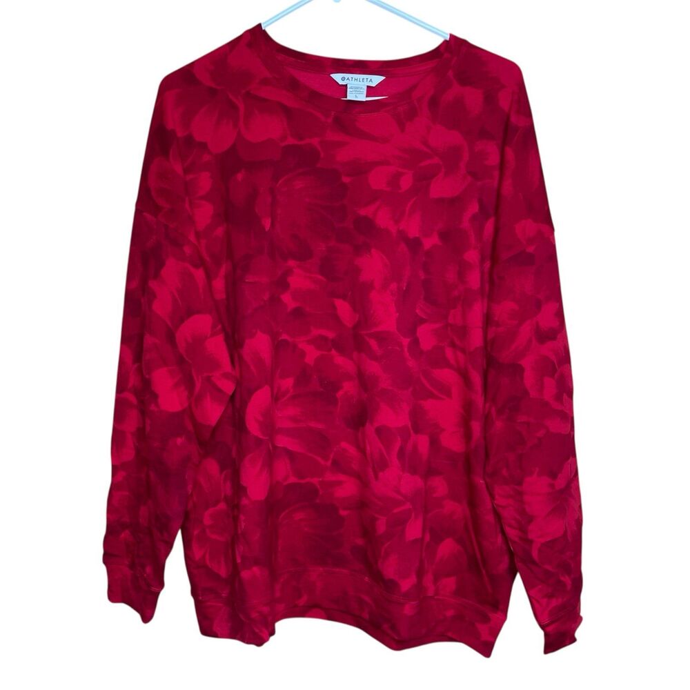 Athleta Sweatshirt Chakra Red Floral Romantic Comfortable Lightweight Large